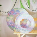 送料無料 【80# 内径30cm】子供&大人用浮き輪 透き通る キラキラ カラフル スイミングサークル 浮具プール 幾何 INS風インスタ フロート可愛い キッ...