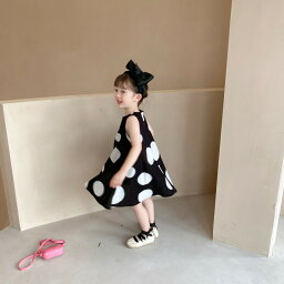 送料無料 キッズ服 ワンピース ポップアート popart 子供服 女の子用 かわいい 90/100/110/120/130/140 女の子 キッズ ホワイト ブラック 水玉 カジュアルウェアー 子供服 c-tz-11181-gg