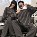 ペアパジャマ メンズ 上下セット 長袖 前開き 結婚祝い プレゼント クルーネック カップル ルームウェア レディース ins 春夏秋 韓国風 シンプル カジュ...