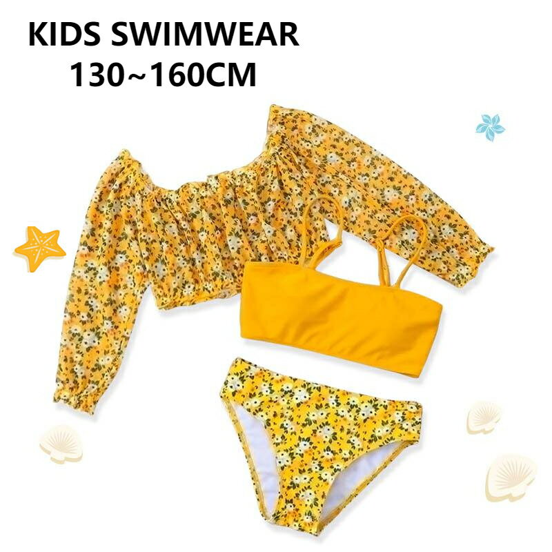 送料無料 子供水着 3点セット キッズ 子供 女の子 セパレート 女の子 ジュニア キッズ プリンセス ベビー水着 女児 水着 子ども用 水着 スクール水着 み...