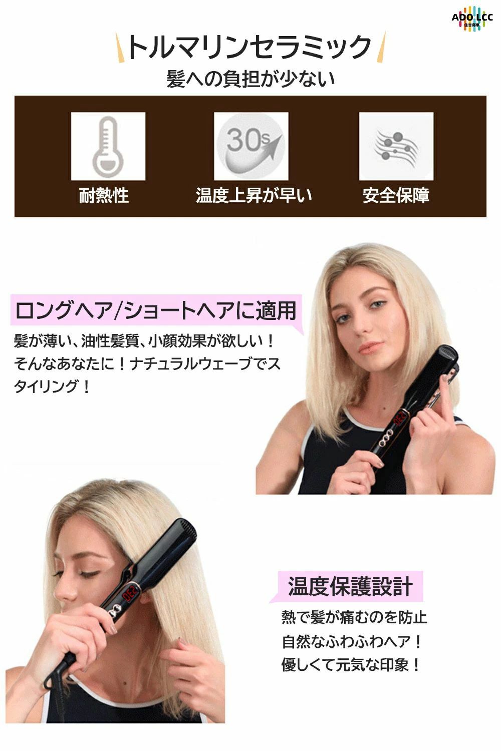 ヘアアイロン ボリューム アイロン カール ボリュームアップ ヘア パーマ ブラシ ...