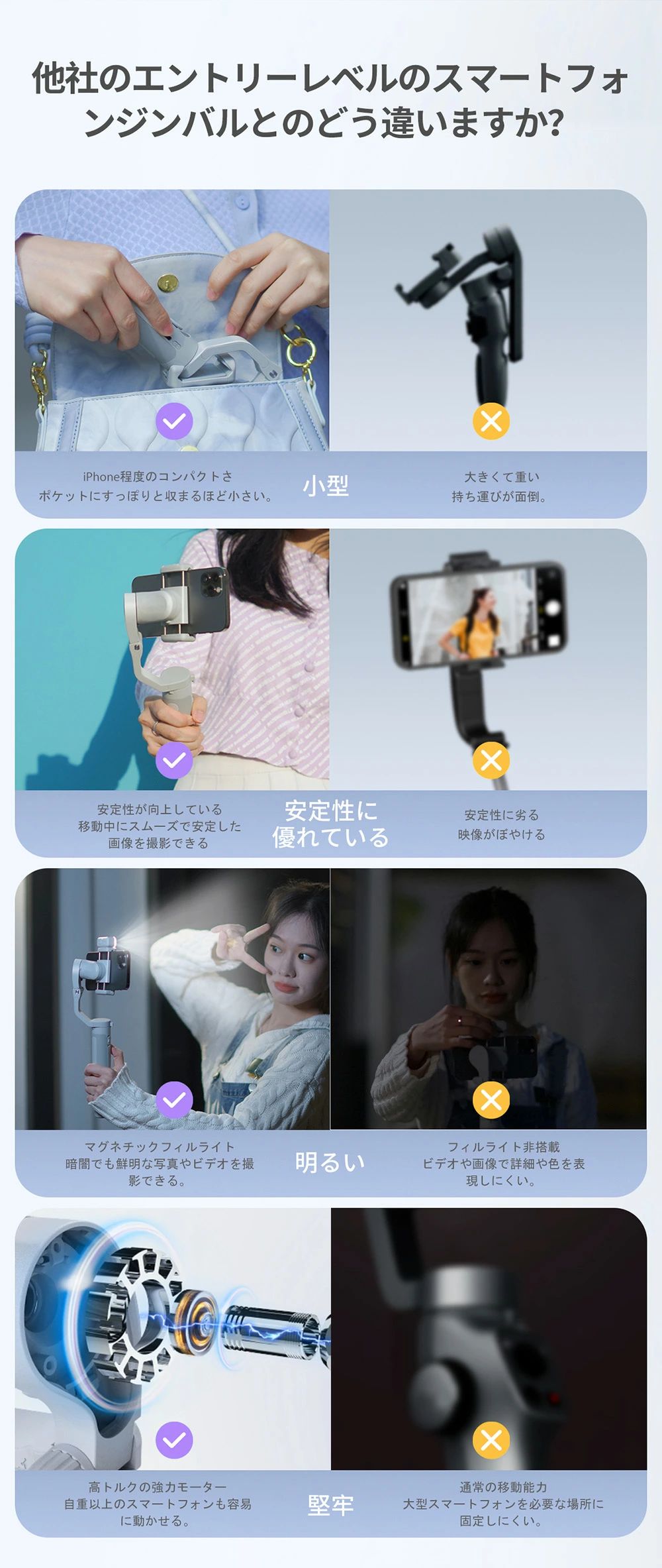 Hohem XE Kitスマホ ジンバル 自撮り Vlog作り スタビライザー 自動追尾 3軸 雲台 ...
