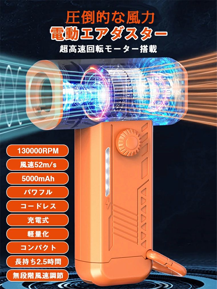 ＼130000RPM強力風速／エアダスター 電動 充電式 電動エアダスター 超強力 強力 小...