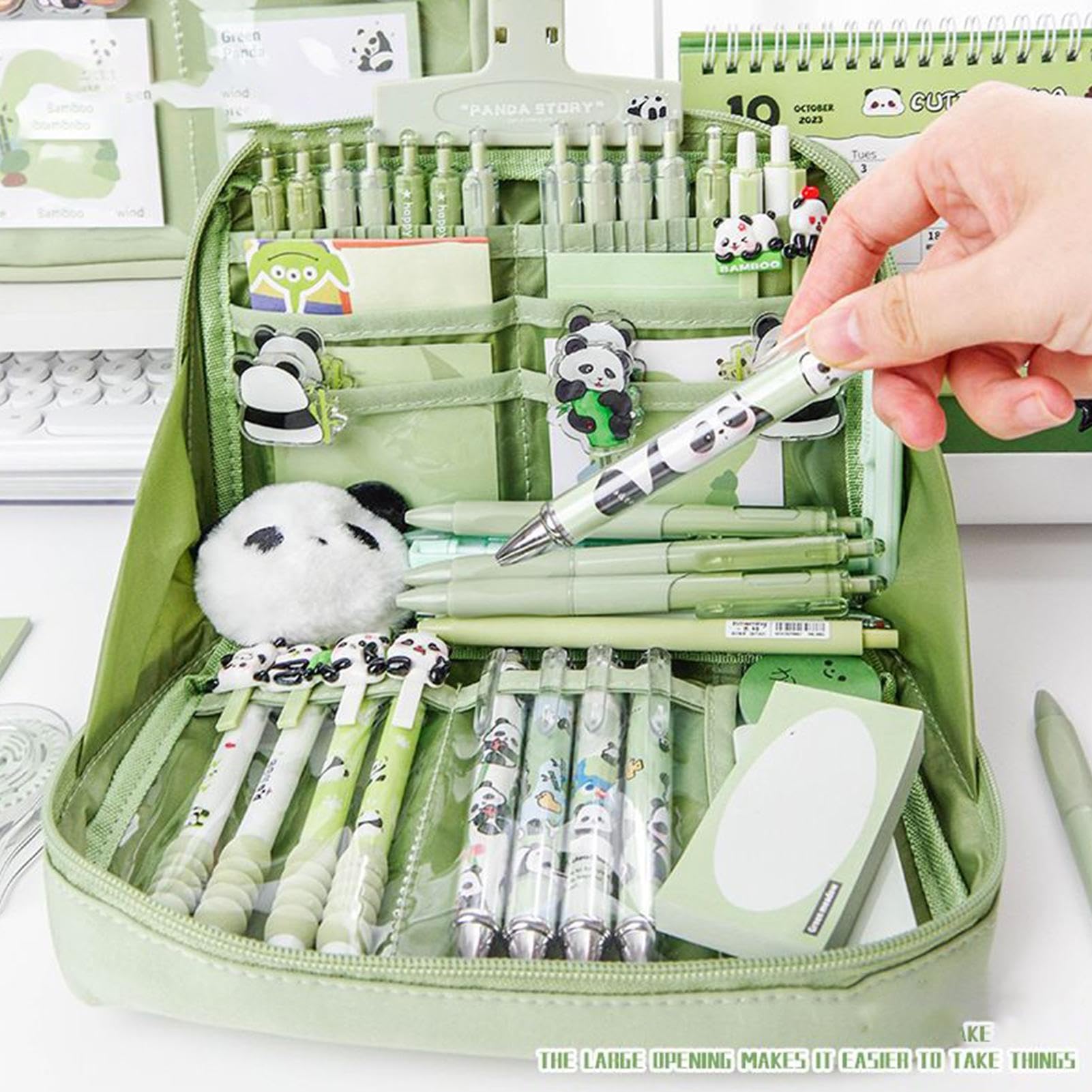 パンダスクール文房具セット 鉛筆ケース ノートブック ステッカー 定規 キーチェーン ペン キッズ ガールズ ボーイズ 学用品 学習キット jolife-t-10029980 Jolife パッケージ画像