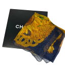 【最終処分SALE】CHANEL シャネル シルク 向日葵 ひまわり スカーフ ブルー A-5594