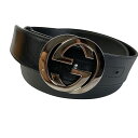【最終処分SALE】GUCCI グッチ インターロッキングG レザー ベルト ブラック A-7206