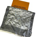 【最終処分SALE】LOUIS VUITTON ルイヴィトン タグ付きモノグラム シルク スカーフ グレー K-5517