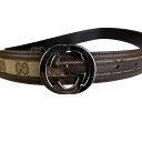 【最終処分SALE】GUCCI グッチ インターロッキングG GGキャンバス キャンバス×レザー ベルト ベージュ A-7205