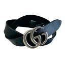【最終処分SALE】GUCCI グッチ インターロッキングG レザー ベルト ブラック A-7389
