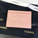 CHANEL シャネル ココマーク 名刺入れ キャビアスキン カードケース ピンク A-7305