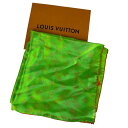 【最終処分SALE】LOUIS VUITTON ルイヴィトン タグ付きモノグラム シルク スカーフ グリーン A-5099