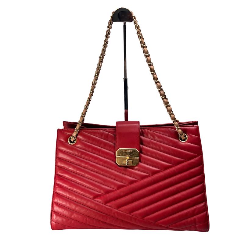 Rakuten - CHANEL シャネル レザー ハンドバッグ レッド A-13036