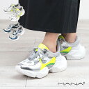 【正規品】 MANA マナ メタリックメッシュスニーカー 556090 |シューズ 靴 スニーカー ブラック ダークシルバー 春夏 ボリューム感 脚長効果 トレ...