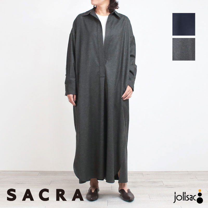 【10%OFFクーポン】【正規販売店】SACRA サクラ ワンピース CASHMERE FLANO 25FALL 125508041 | 新作 ロング丈 カシミ...