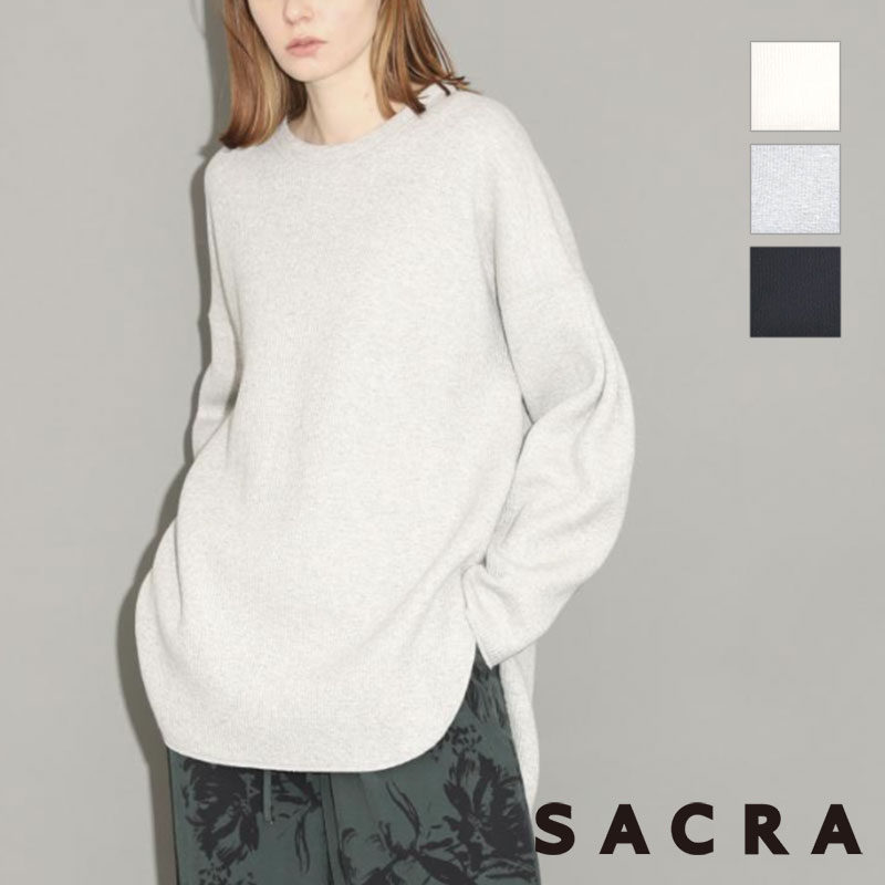 SACRA サクラ カットソー WOOLEN COTTON TOP 123541091 | 新作 長袖 トップス ウール ニュアンス 上質 秋冬 オーバーシルエット 新作コレクション 大人カジュアル 日本製 正規品