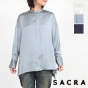 【正規販売店】SACRA サクラ シャツ TRIACE SATIN SHIRT 124619071 | 新作 サテンシャツ トリアセテート バンドカラー オール...