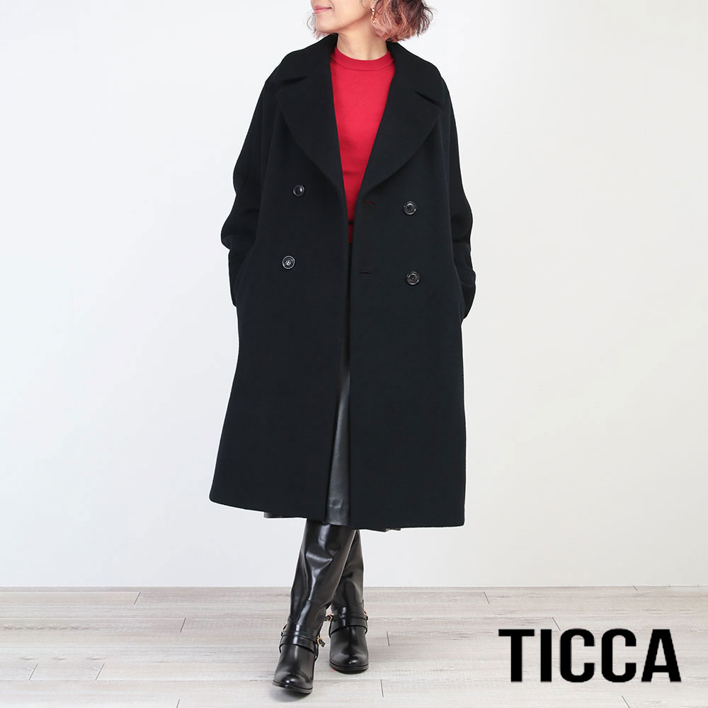 TICCA ティッカ アウター プレミアムテントコート BLACK TBCA-001 | レディース カシミアウール素材 着心地 本格派 ブラック 黒 ベストセラー ロングコート 国産 日本製 正規品