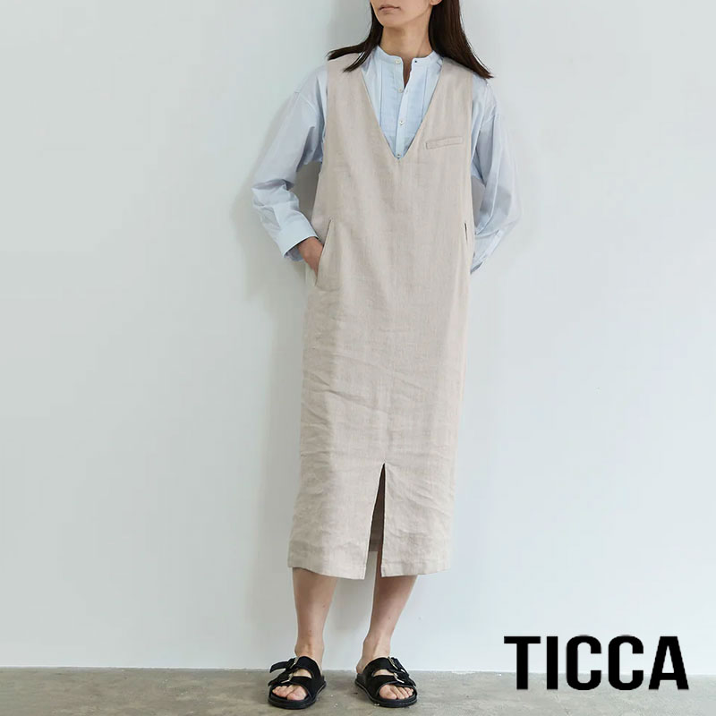 【正規販売店】TICCA ティッカ リネンヴィスコースジャンパースカート TBDS-154 | ワンピース 新作 マ..