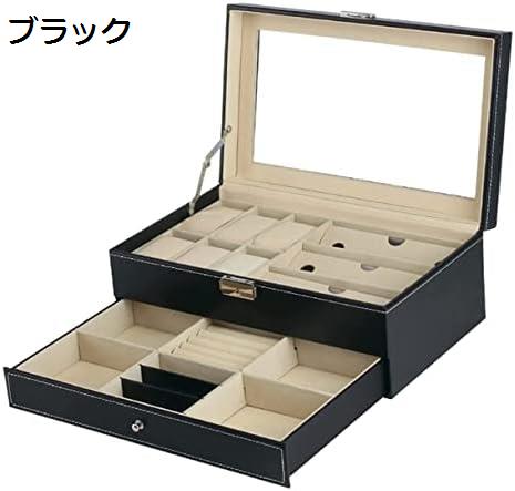 時計 収納 ウォッチケース 時計オーガナイザー多機能 2 層 6 スロット時計ボックス 3 グリッド眼鏡ジュエリー収納オーガナイザー 時計 ケース 収納時計 保管