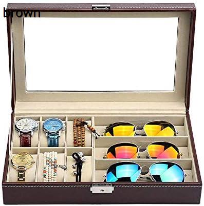 男性女性用ウォッチボックス、ジュエリーボックスギフトトラベルコレクション眼鏡収納ボックス、ロック..