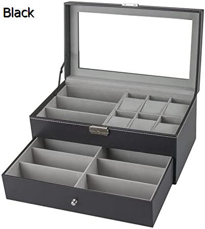 時計ケース 時計サングラスボックス二重層9ピース眼鏡ケース6スロット時計収納ボックスディスプレイ引..