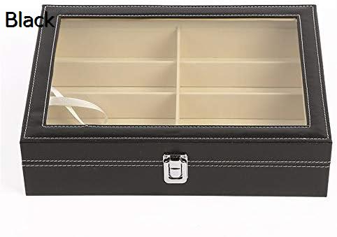 アイウェア収納ボックス、 PU8ビットのメガネケースサングラスケースサングラスケース収納コレクション表示ボックス包装表示ボックス 眼鏡を簡単に見つけて保管する (Color : Black, Size : 33.5cmx22.5cmx8cm)