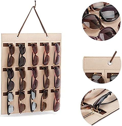サングラス用眼鏡スタンドホルダー メガネ収納 4X 15スロット 陳列ケース ジュエリートレイ収納ボックスオーガナイザー ユニセックス チョコレート色