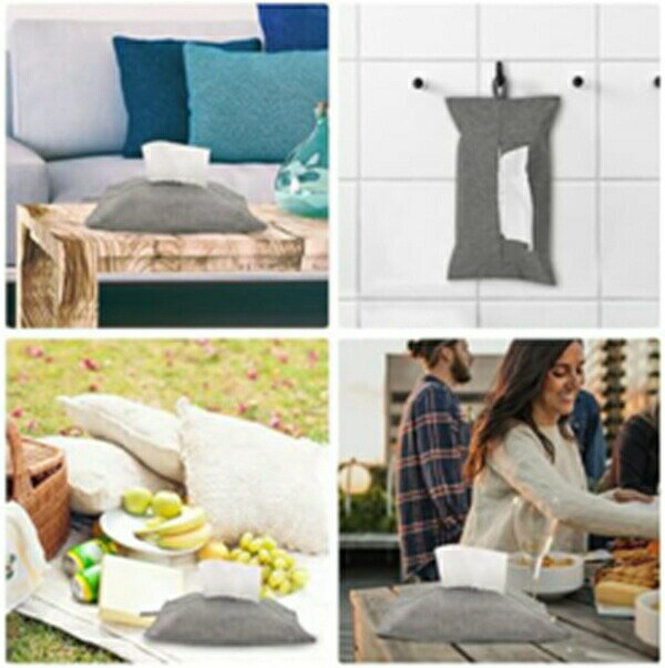 ティッシュケース 吊り下げ 車 壁掛け おしゃれ 北欧 収納 キッチン収納 縦置き ティッシュカバー 車用 キッチン リビング 吊り ティッシュカバー 綿麻 グレー ソフト ティッシュケース [2]