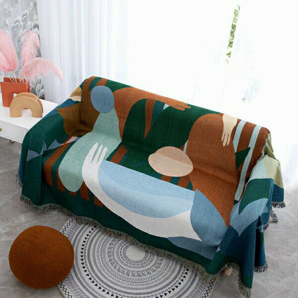 北欧 マルチカバー 両面使える フリンジ付き 大判 長方形 ソファ ソファカバー 1人掛け 2人掛け 3人掛け おしゃれ キズ防止 犬猫対策 毛布 ペットカバー 保護カバー オールシーズン 水洗い [2]