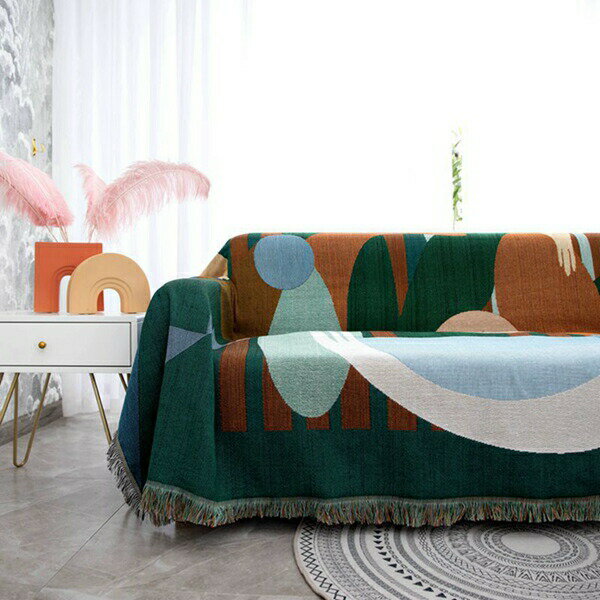 北欧 マルチカバー 両面使える フリンジ付き 大判 長方形 ソファ ソファカバー 1人掛け 2人掛け 3人掛け おしゃれ キズ防止 犬猫対策 毛布 ペットカバー 保護カバー オールシーズン 水洗い [3]