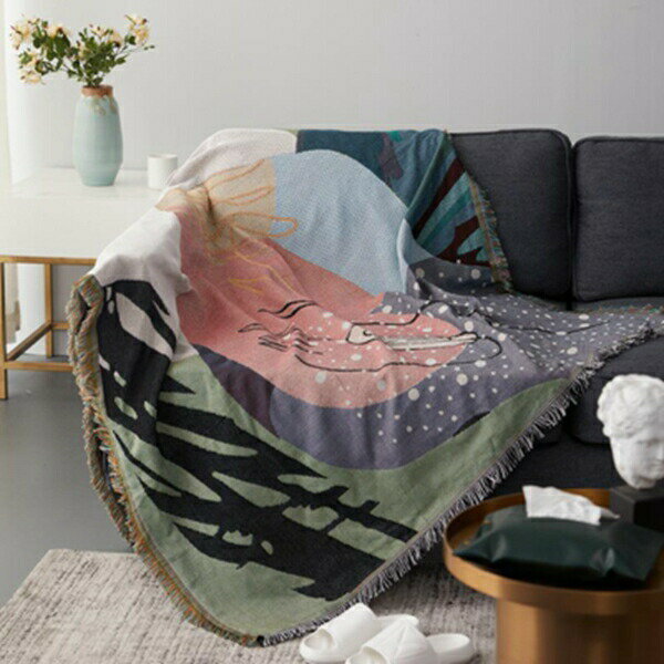 マルチカバー　多機能　北欧風　ソファー　長方形　1人掛け　2人掛け　3人掛け　ソファカバー　大判　ブランケット　毛布　テーブルクロス　ソファーカバー　おしゃれ　フリンジ付き　両面使える　汚れ防止　水洗い　四季通用　ソファー保護　130*180cm