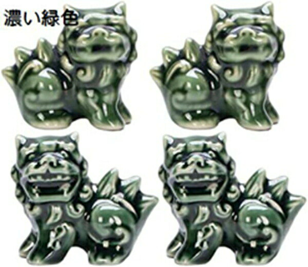 China Ornaments - パイ 八尾 置物 4点 陶器 麒麟 置物 風水 水 動物 彫像 お箸 置き物 お茶用 装飾 ペット 車 盆栽 ダーク 緑