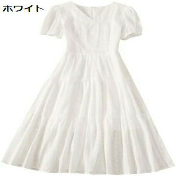 レディース ワンピース 半袖ワンピース ドレス ミドル丈ドレス 夏服 Vネック 半袖 エレガント ファッション 甘い ハイウエスト カジュアル 無地 通勤 日常着