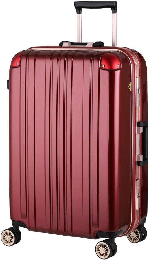 スーツケース (5 ～ 7泊 / Mサイズ / 68L / ワインレッド) アルミフレーム 軽量 旅行用 (フック付き/TSAロック/ダブルキャスター) キャリーケース バッグ