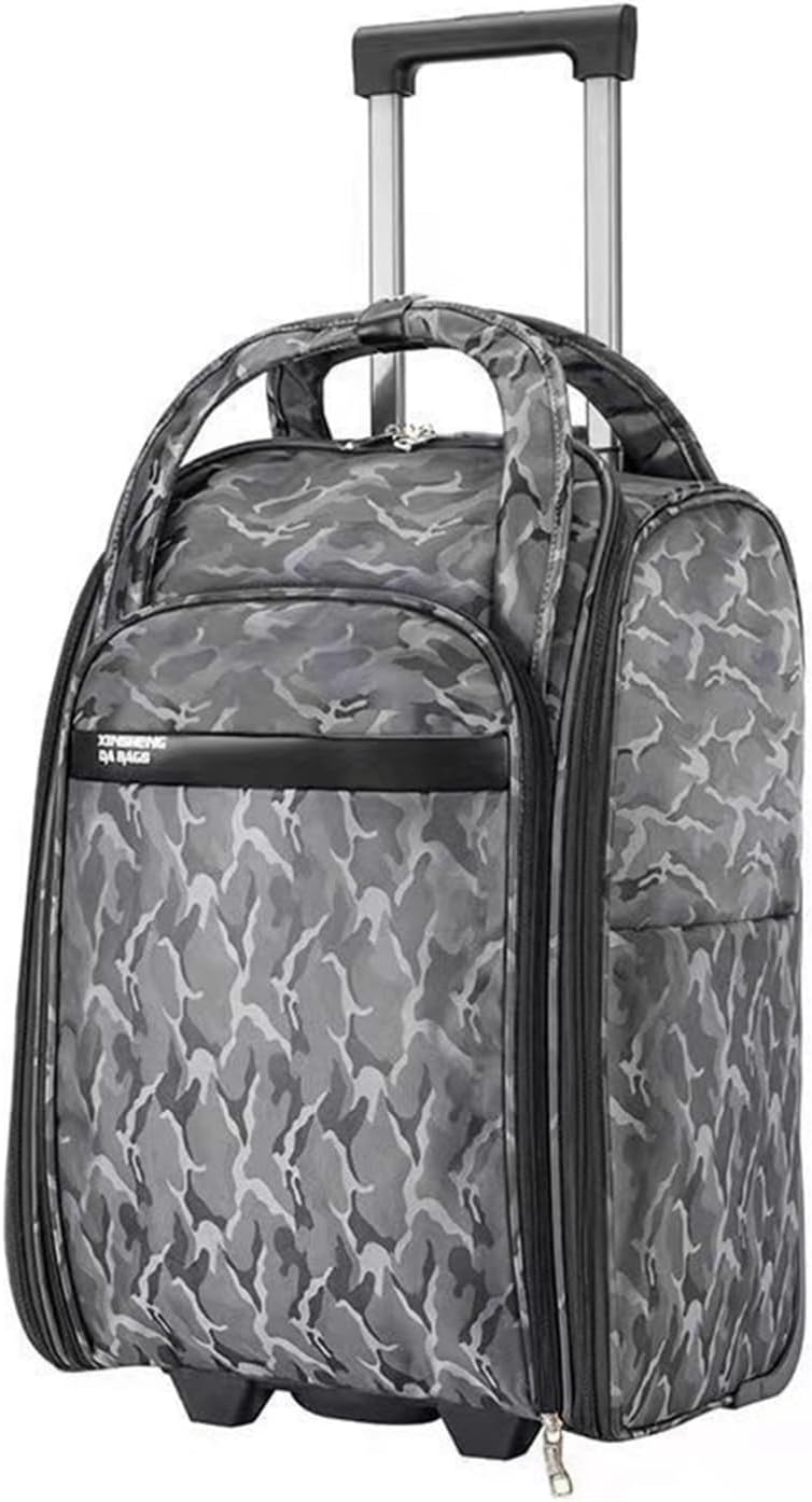 キャスターバッグ ドローバー付き キャスター付き 静音 軽量 収納便利 ソフトキャリーケース お買い物カート ファスナー式 耐衝撃 出張 通学 旅行 2泊3日 グレー （40L/機内持込） キャリーバ