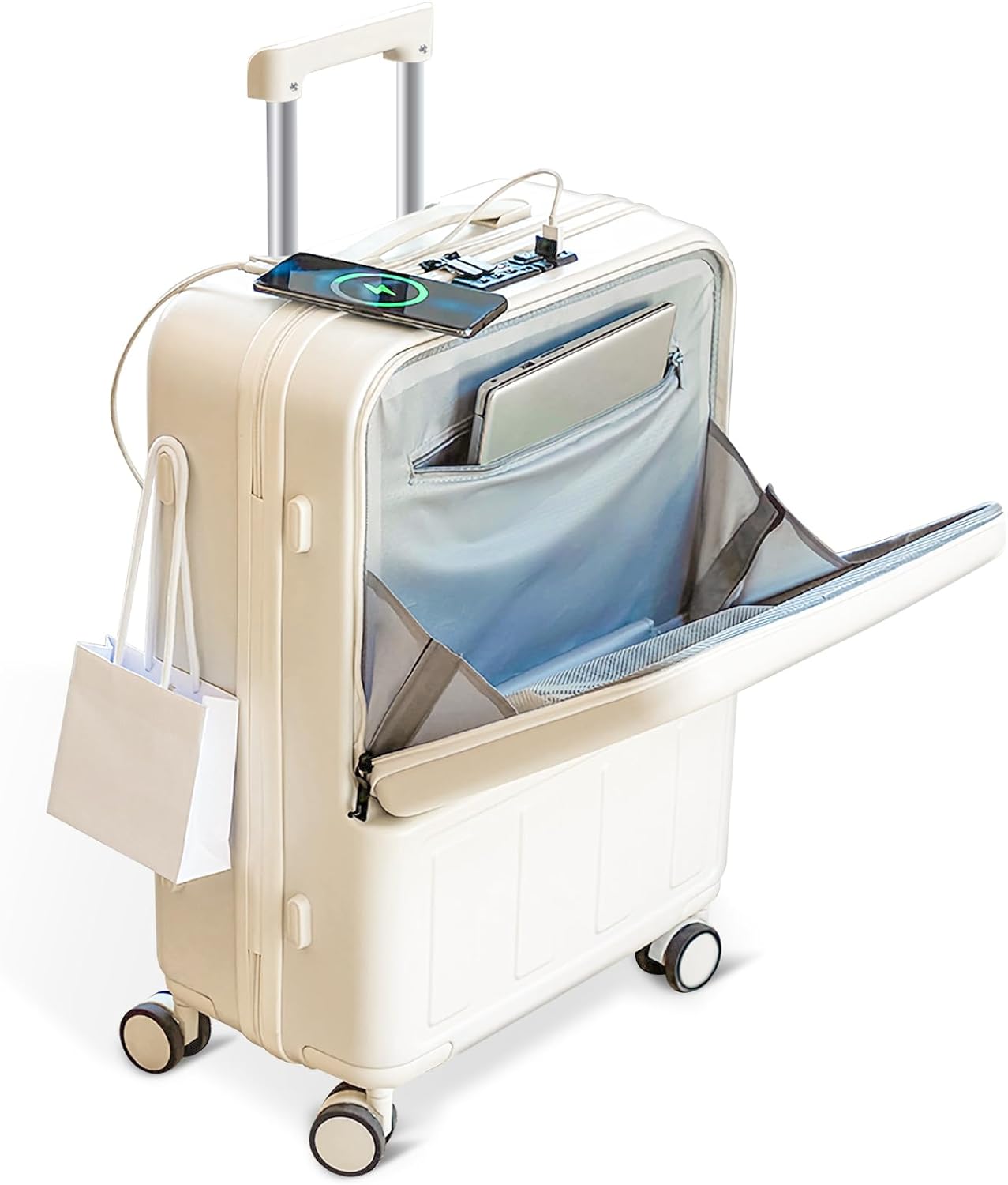 前開き スーツケース キャリーケース 機内持ち込み キャリーバッグ フロントオープン 拡張機能付 USBポート付き 大容量 2泊3日 泊まる 超軽量 多収納ポケット トランク 修学旅行 海外旅行 国内