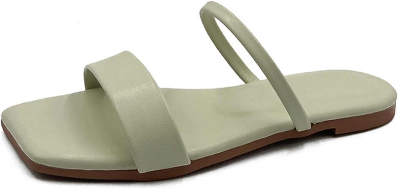 スリッパ レディース ミュール サンダル PUレザー ダブルストライプ 細見え カジュアル 柔らかい トレンド デイリー スクエアトゥ オフィスサンダル シンプル ファションサンダル 屈曲性 楽チン