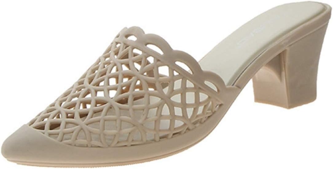 ミュールサンダル レディース ミュール パンプス チャンキーヒール メッシュ pvc レインシューズ 雨 雨の日 レインパンプス ミュール かかとなし サボ つっかけ ポインテッドトゥ お出かけ