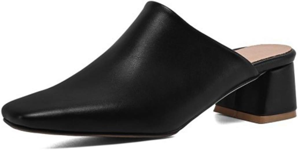 チャンキーヒールサンダル レディース ミュール 太ヒール 痛くない 脱げない 美脚 疲れにくい かかとなし 歩きやすい スクエアトゥ サンダル ヒール4.5センチ シンプル 履き心地 大きいサイズ 2