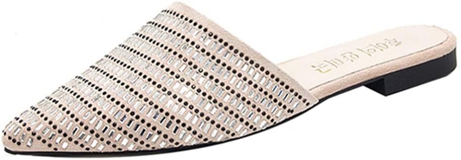 スリッパ サンダル ぺたんこ マニッシュサンダル ポインテッドトゥ ローヒール サボサンダル ミュール 靴 レディース スリッポン おしゃれ かかとなし シューズ 緑 無地 シンプル 大きいサイズ レ