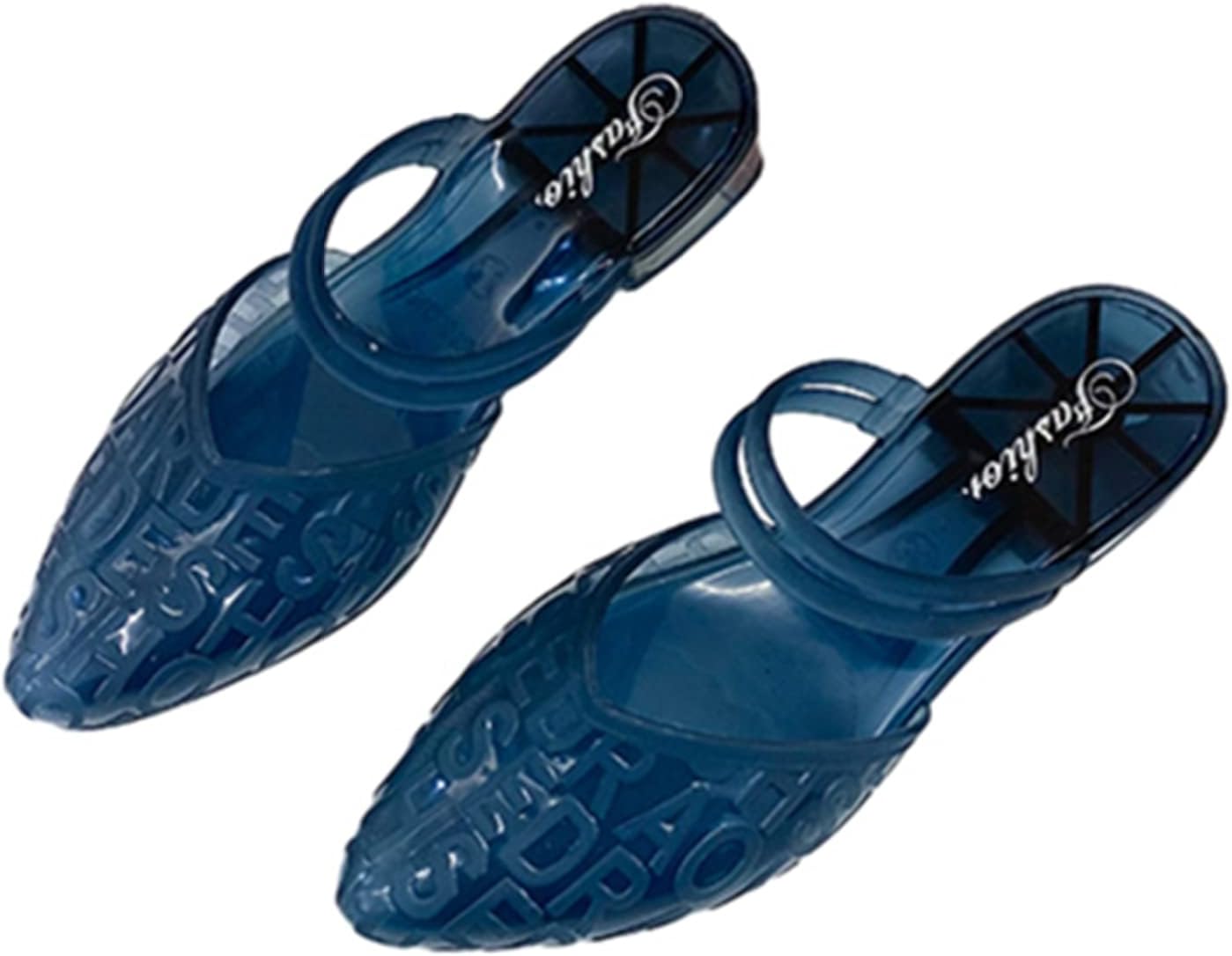 ポインテッドトゥ ミュール サンダル プラスチック 撥水 スリッパ PVC レディース 女性 細め 履き心地..