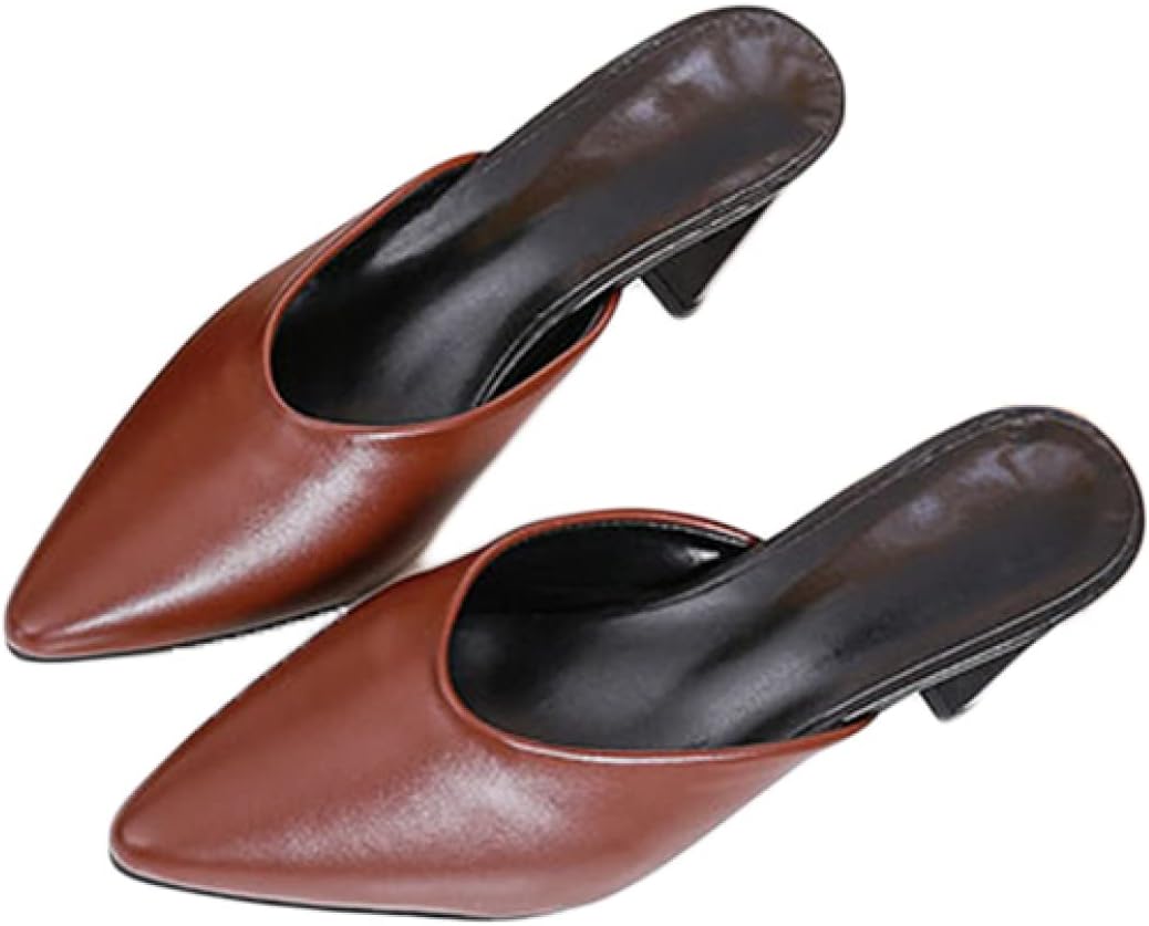 レディース サボ サンダル ポインテッドトゥ 太ヒール 6.5cm 美脚 大きいサイズ 靴 シューズ コンフォート カジュアル 婦人靴 歩きやすい 痛くない 通勤 疲れない かわいい 無地 キレイめ