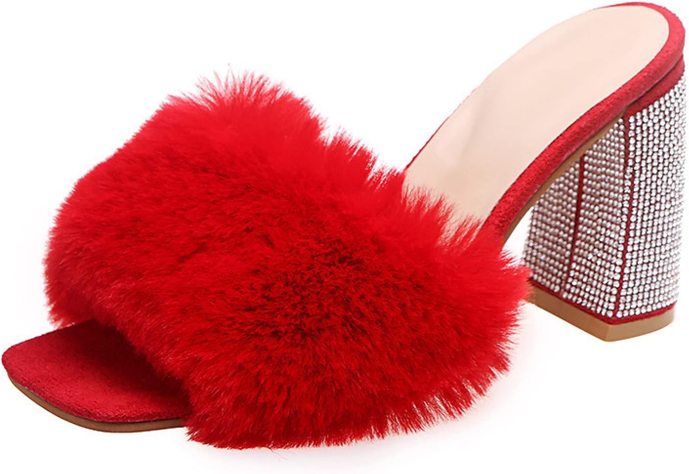 サンダル スクエアトゥ サンダル レディーズ ファーミュール シューズ 靴 ローヒール ファー ファー付き サボ ミュール サンダル もこもこ 歩きやすい 秋冬 ファー付きサボミュール 太ヒール 可愛