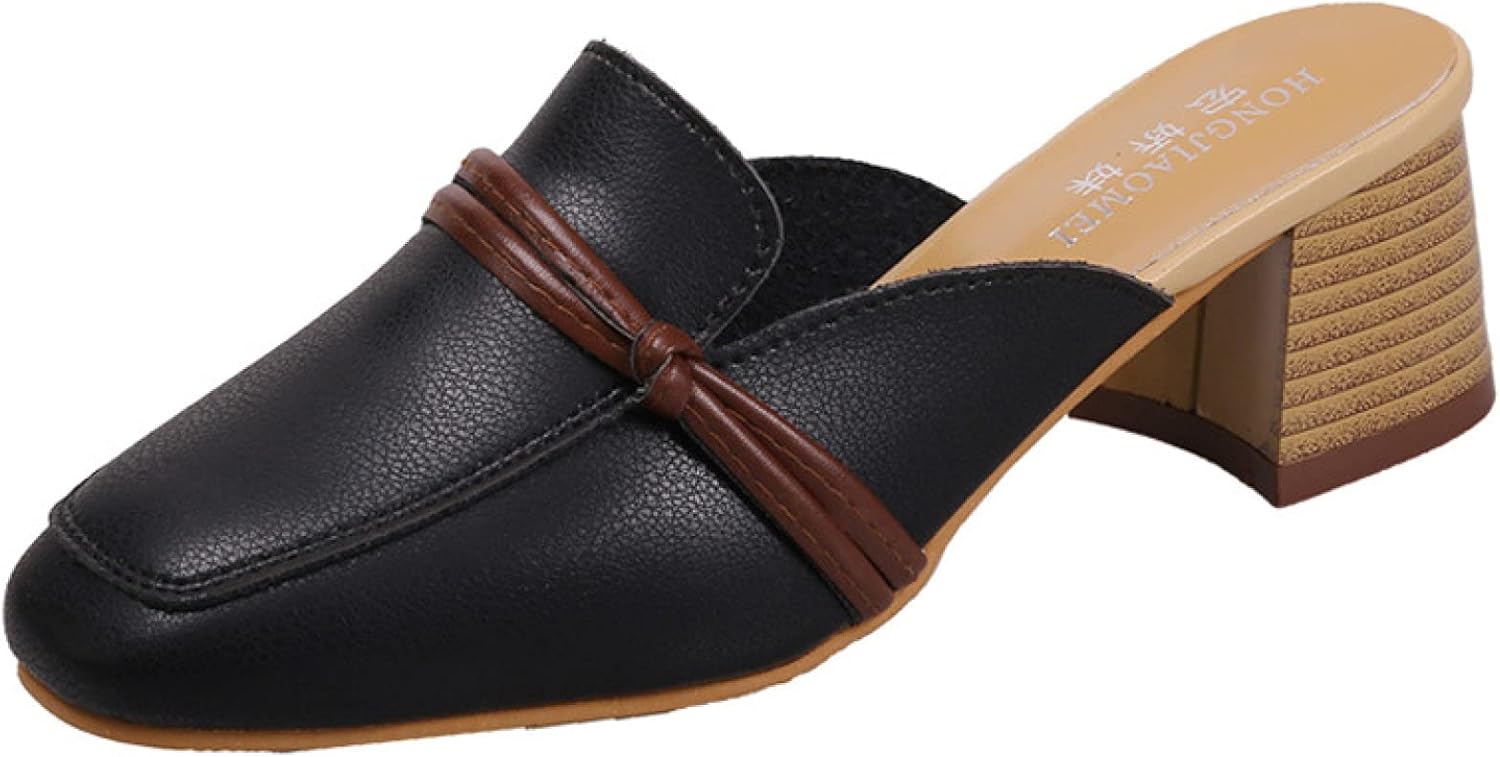 レディース シューズ サンダル スクエアトゥ ミュール サボ サボサンダル 春夏 ミュールパンプス 太ヒール チャンキーヒール サボ おしゃれ きれいめ 大人 楽ちん 疲れない 痛くない 外履き カジ