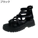 サンダル レディース 厚底 バックジッパー フラット サマーサンダル 軽量 美脚 防滑 歩きやすい 履きやすい ブーツサンダル おしゃれ 幅広 通勤 通学 ファッション シューズ サマーブーツ カジュアルシューズ