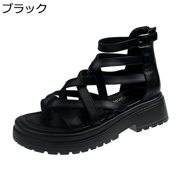サンダル レディース 厚底 バックジッパー フラット サマーサンダル 軽量 美脚 防滑 歩きやすい 履きやすい ブーツサンダル おしゃれ 幅広 通勤 通学 ファッション シューズ サマーブーツ カジュアルシューズ