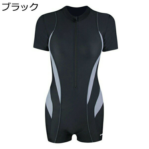 競泳水着 レディース ワンピース M〜4XL フィットネス 半袖 前開き 体型カバー 水着 女性 フィットネス水着 スイムウェア 可愛い スクール水着 温泉 旅行 水陸両用 競泳 練習用 スイミング スポーツ アリーナ トレーニング用