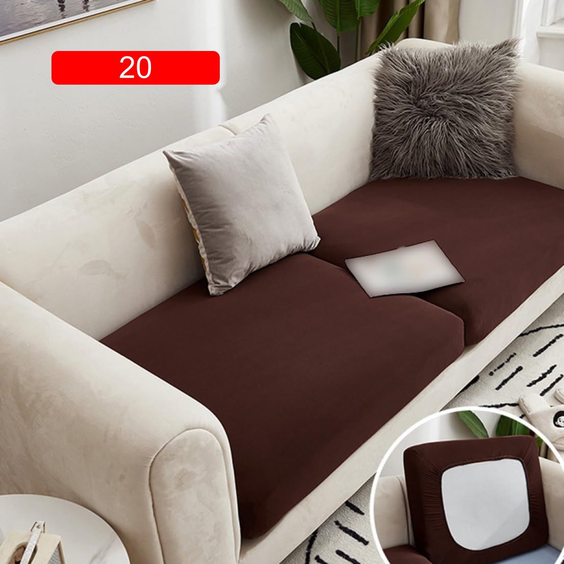 ソファー座面カバー 肘付き 50*70cm 無地 伸縮素材 ぴったりフィット式 柔らかい 分割タイプ ソファカバー 高弾性 超柔らかい ソファクッションカバー ソファマット ソファーカバー 座面カバー [3]