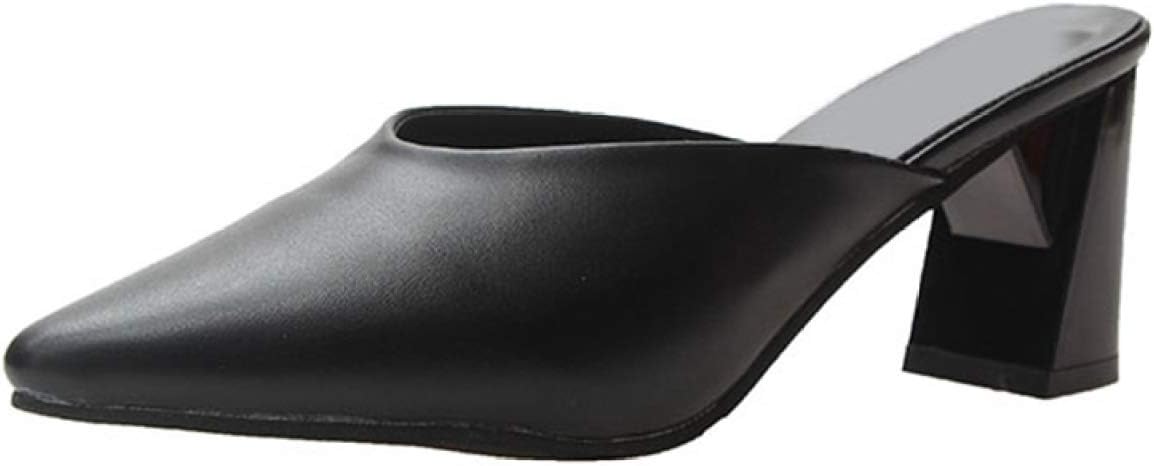 ミュール サンダル レディース ポインテッドトゥ ハイヒール 太いヒール 7cm 美脚 脚長 春夏 サボサンダル 履きやすい 痛くない レディースシューズ エレガント 通勤 カジュアル オシャレ 低反