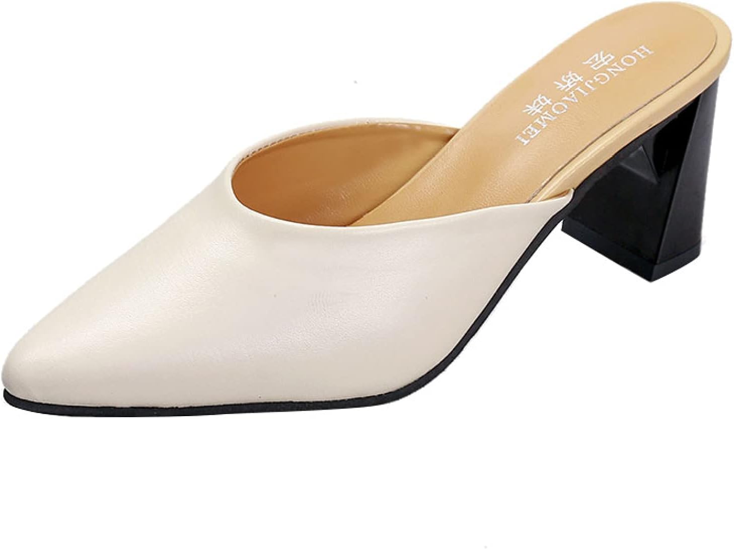 レディース サボ サンダル ポインテッドトゥ 太ヒール 6.5cm 美脚 大きいサイズ 靴 シューズ コンフォート カジュアル 婦人靴 歩きやすい 痛くない 通勤 疲れない かわいい 無地 キレイめ